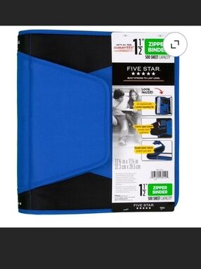 Five Star Blue and Black Zipper Binder - Durable Organizer